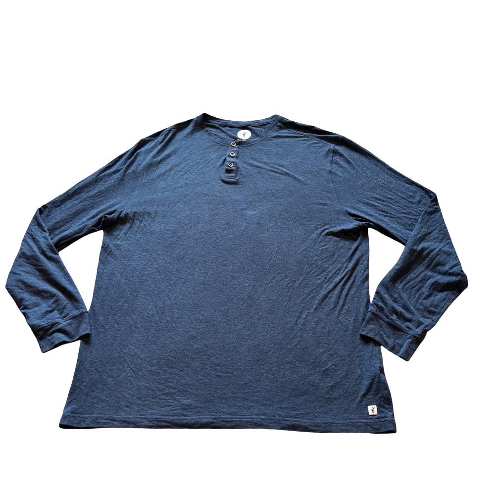 Toes on the Nose Mens XXL Navy Blue Long Sleeve Henley Shirt Stretch Soft